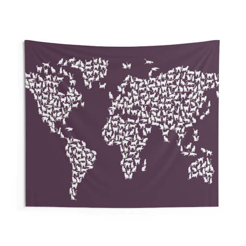 Cats Map of the World Tapestry
