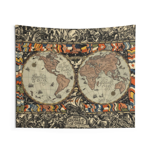 Vintage 1920 World Map Tapestry