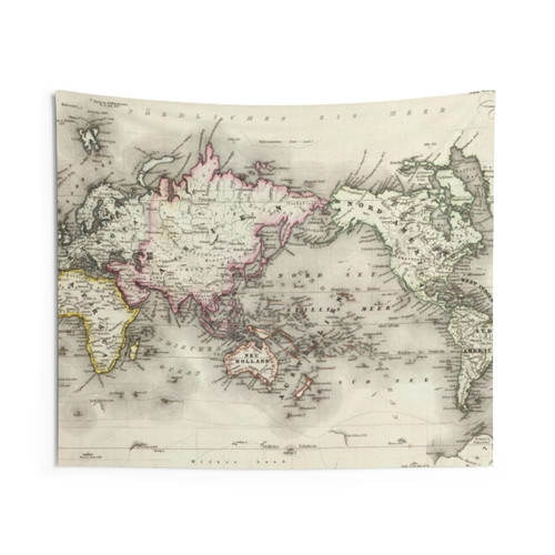 Vintage World Map (1844) Tapestry