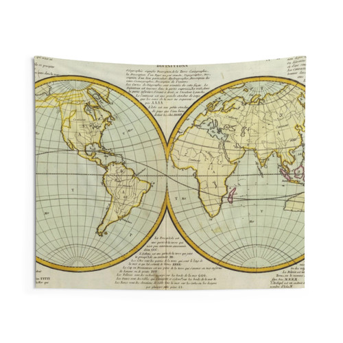 Vintage 1787 World Map Tapestry