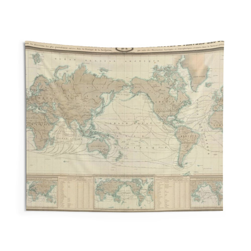 Vintage World Map (1862) Tapestry