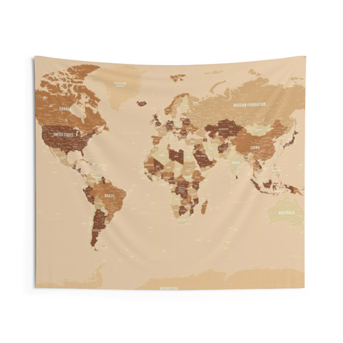 Vintage World Map Tapestry Wall Hanging