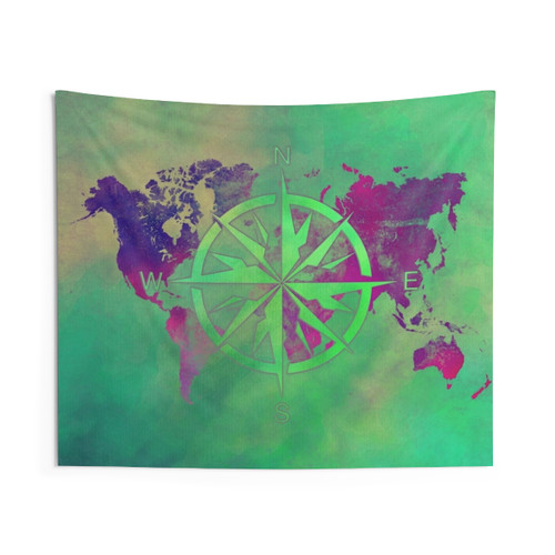 World Map Wind Rose Tapestry