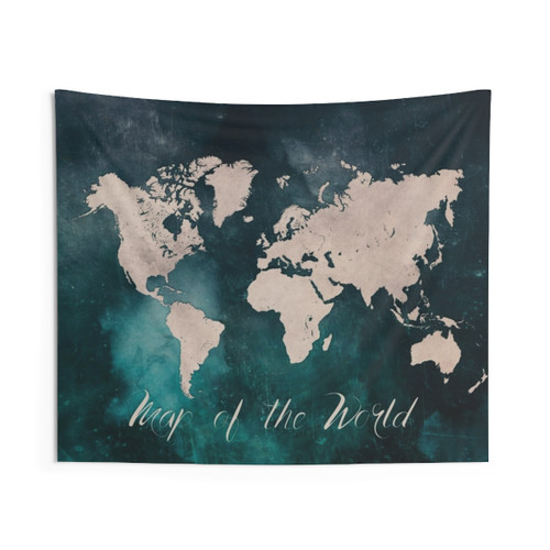 World map tapestry wall hanging