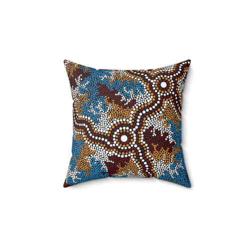 Aboriginal Art Authentic Wetland Dreaming Pillow