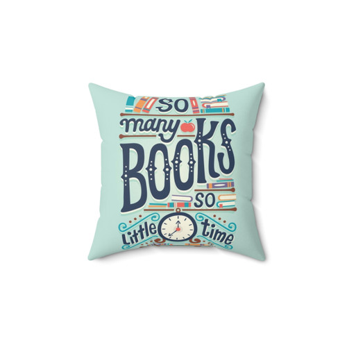 Book Lover's Pillow with 'So Many Books, So Little Time' Typography