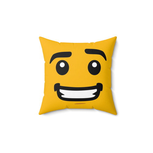 Brick Face Guy Pillow - Lego Inspired Funny Face Cushion