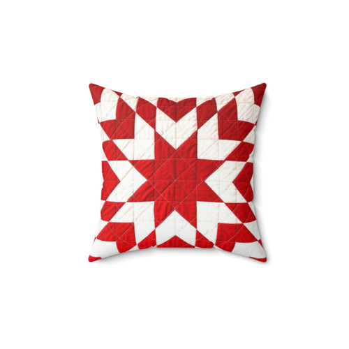 Red and White Lone Star Quilted Pillow