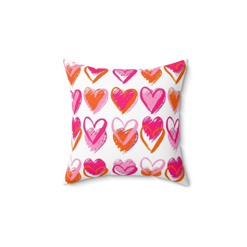 Colorful Hearts Throw Pillow
