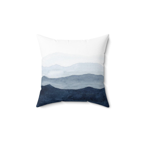 Indigo Abstract Watercolor Pillow with Mountains Ombre Design