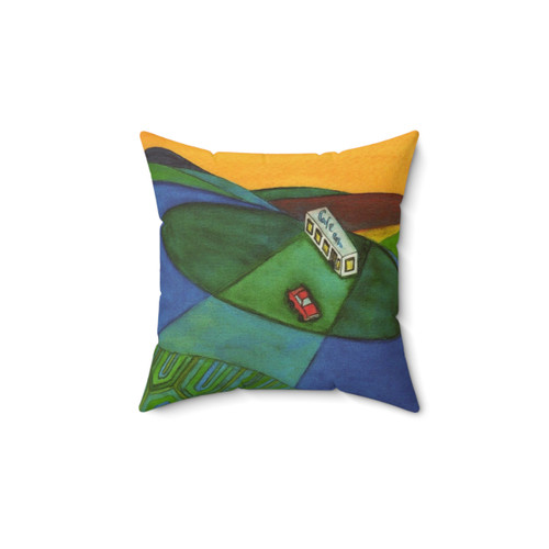 The Cafe on the Edge of the World Brand Pillow