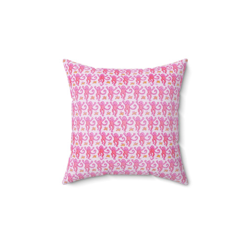 Preppy pink monkeys throw pillow