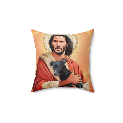 Keanu Reeves Christ with Dog Decorative Pillow
