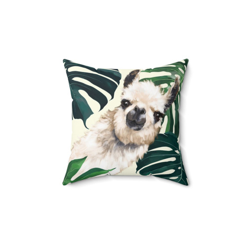 Tropical Monstera Llama Pillow