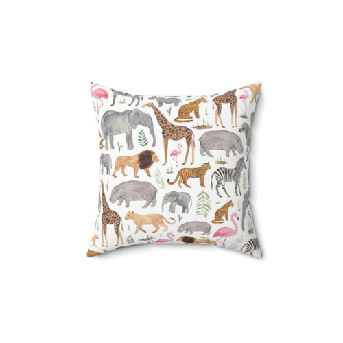 Vibrant Safari Animals Throw Pillow