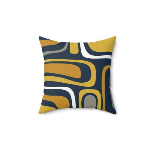 Mid-Century Modern Abstract Navy Blue Throw Pillow