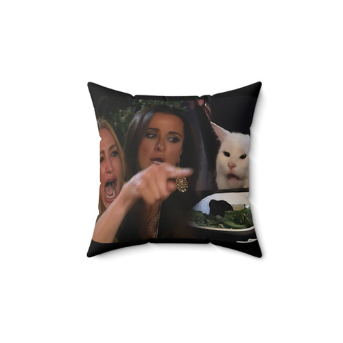 Woman Yelling at Cat Meme Pillow