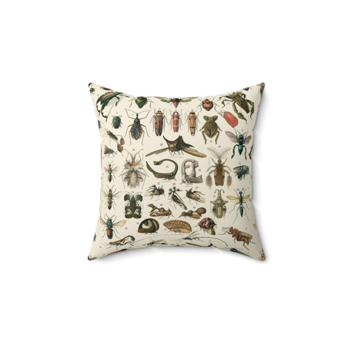 Whimsical Insects 2 Pillow featuring a colorful pattern of various insects