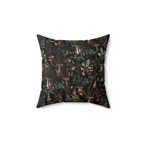 Vintage Botanical Mushroom Patterned Pillow
