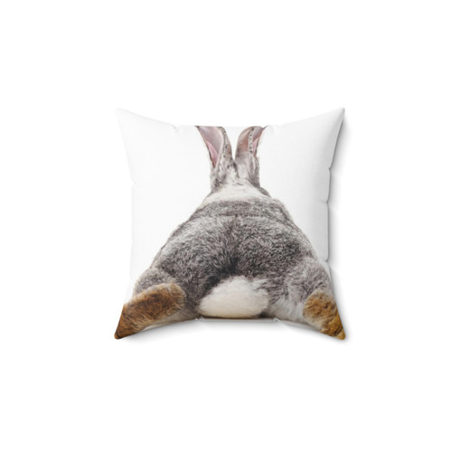 Cute rabbit pillow with a relaxing view from behind