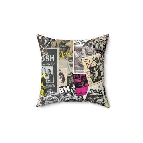 Punk Rock Music Collage Decorative Pillow