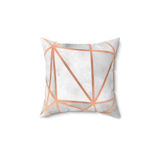 White and Copper Geometric Decorative Throw Pillow