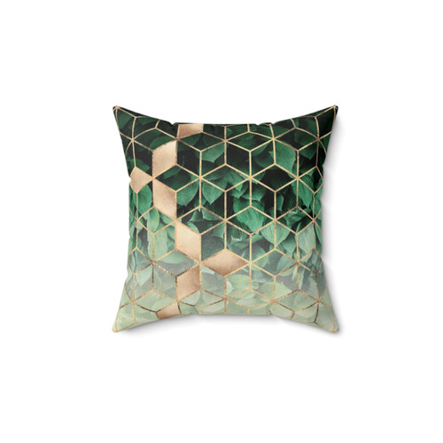 Geometric Leaves and Cubes Throw Pillow