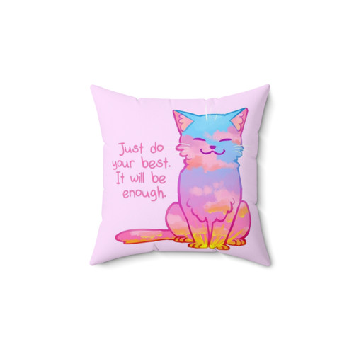 Sunset Cat Pillow with Affirmation - Your Best Is Enough