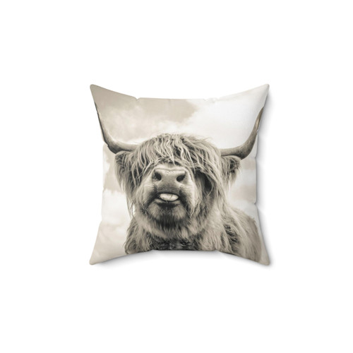 Cheeky Highland Cow Decorative Pillow