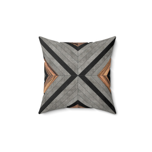 Urban Tribal Pattern Concrete and Wood Pillow
