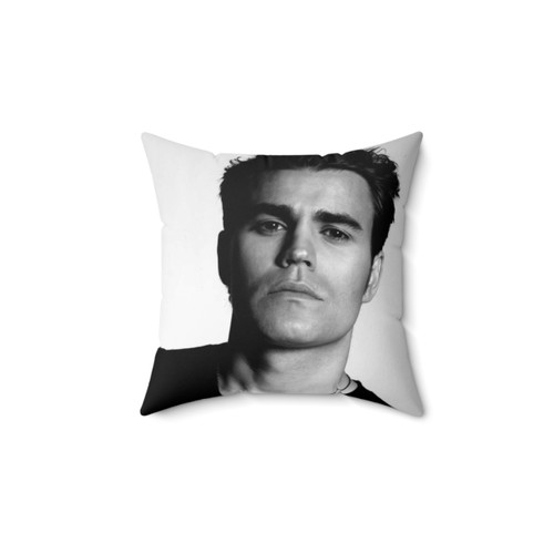 Paul Wesley Black and White Pillow