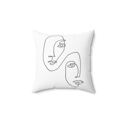 Minimalist Line Art Faces Pillow