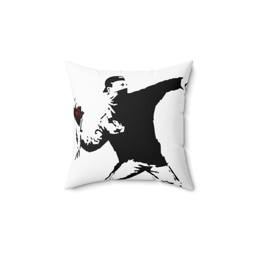 Banksy Flower Thrower Throw Pillow