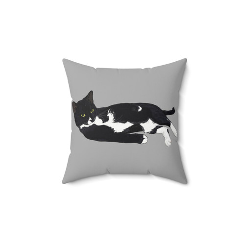 Tuxedo Cat Lounging Pillow - Cute Black and White Cat Decor