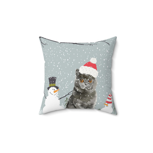 British Shorthair Cat Christmas Pillow