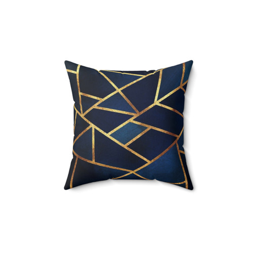 Navy Blue and Gold Geometric Throw Pillow