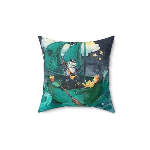 Decorative Owl and Pussycat Themed Pillow
