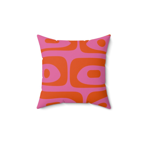 Mid-Century Modern Abstract Throw Pillow in Pink and Orange