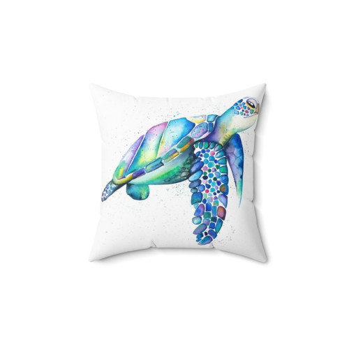 Rainbow Sea Turtle Decorative Pillow