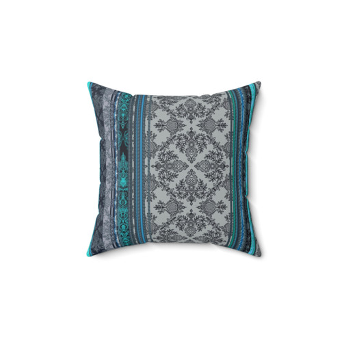 Vintage Bohemian Teal Wallpaper Pillow