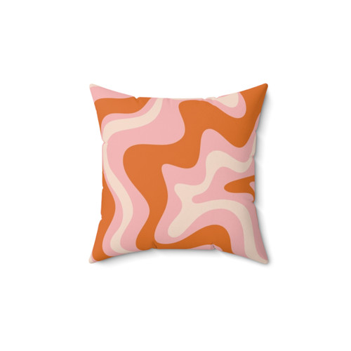 Retro Modern Abstract Pattern Pillow in Pink and Orange