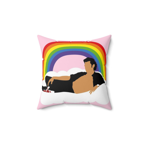 Majestic Jeff Goldblum pillow on a rainbow cloud