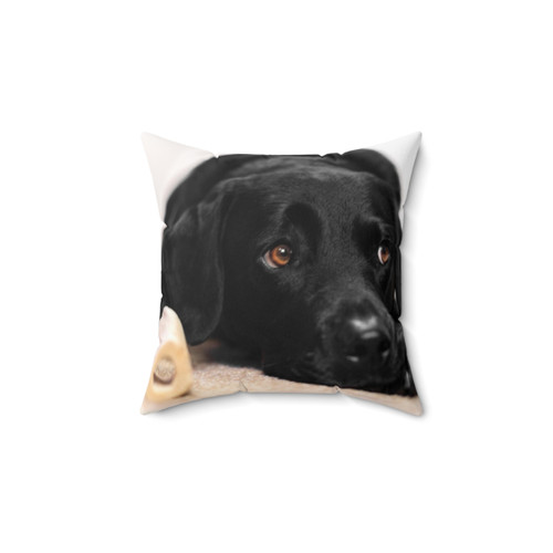 Black Labrador Pillow with Lifelike Portrait