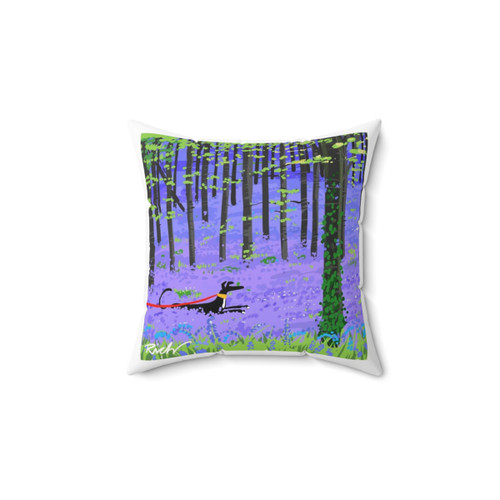 Greyhound pillow with a beautiful bluebell flower design