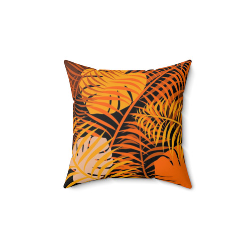 Burnt Orange Tropical Leaf Pattern Pillow