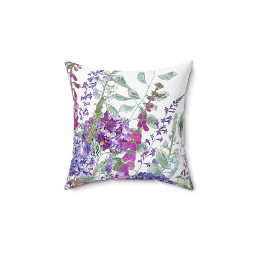 Pink Foxgloves and Hydrangeas Floral Decorative Pillow