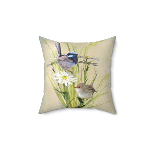 Blue Fairy Wren Decorative Pillow