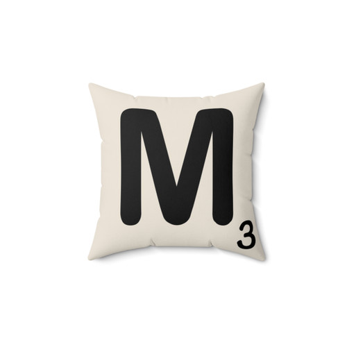 Scrabble Tile M Pillow - Decorative Geek-Chic Accent Cushion