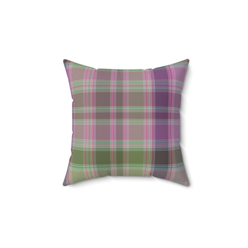 Green and Lilac Tartan Plaid Pillow