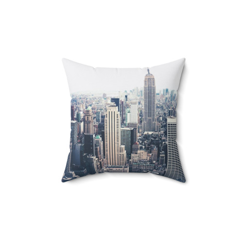 Foggy NYC Skyline Pillow